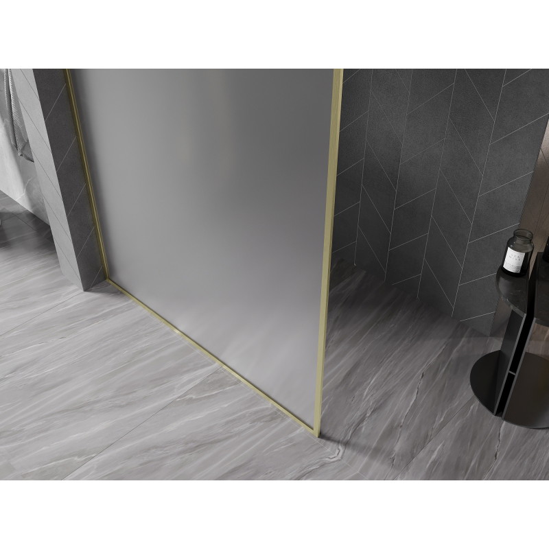 Mexen Kioto-XF Duschwand Walk-in mit Rahmen 70 x 202 cm, mattiert 10 mm, gebürstetes Gold - 800-070-104-55-30-X