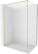 Mexen Kioto-XF Duschwand Walk-in mit Rahmen 130 x 202 cm, Frostglas 10 mm, gebürstetes Gold - 800-130-104-55-30-X