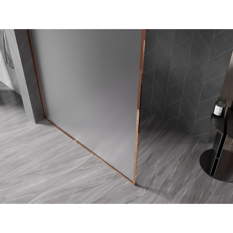 Mexen Kioto-XF Duschwand Walk-in mit Rahmen 70 x 202 cm, Mattglas 10 mm, Roségold - 800-070-104-60-30-X