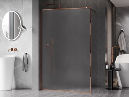 Mexen Kioto-XF Duschwand Walk-in mit Rahmen 120 x 202 cm, Mattglas 10 mm, Roségold - 800-120-104-60-30-X