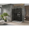 Mexen Omega Duschkabine verschiebbar 130 x 70 cm, Graphit, Chrom + Duschwanne Flat, weiß - 825-130-070-01-40-4010