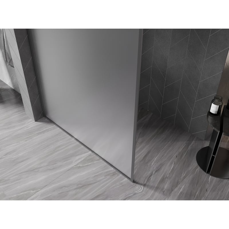 Mexen Kioto-XF Walk-in-Duschwand mit Rahmen 110 x 202 cm, mattiert 10 mm, Gun Metal - 800-110-104-95-30-X