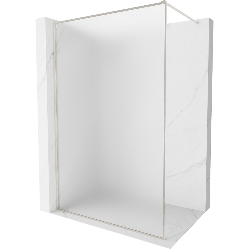 Mexen Kioto-XF Walk-in-Duschwand mit Rahmen 50 x 202 cm, Frostglas 10 mm, gebürsteter Nickel - 800-050-104-97-30-X