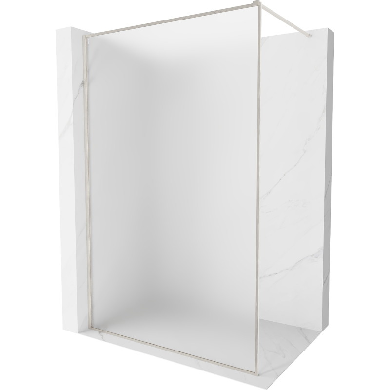 Mexen Kioto-XF Duschwand Walk-In mit Rahmen 90 x 202 cm, Frost 10 mm, gebürsteter Nickel - 800-090-104-97-30-X