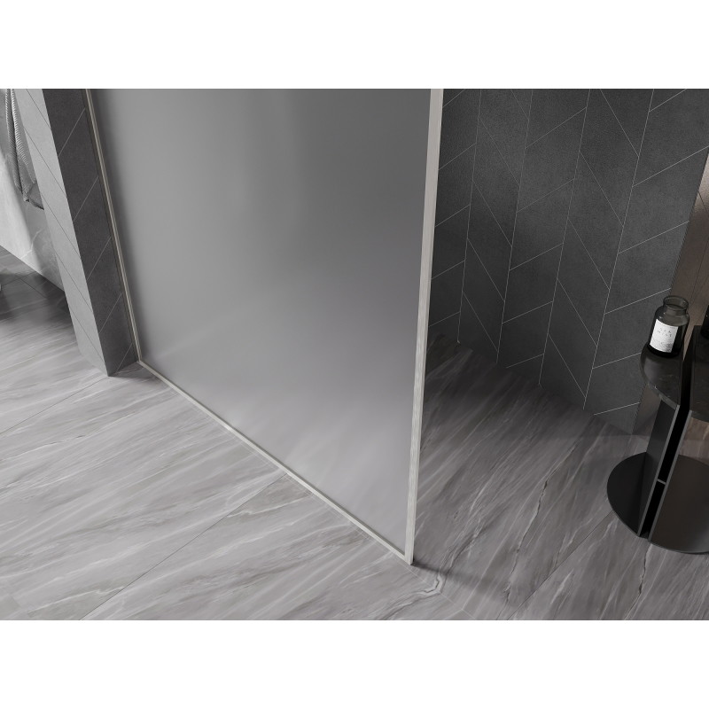 Mexen Kioto-XF Duschabtrennung Walk-in mit Rahmen 140 x 202 cm, matt 10 mm, gebürsteter Nickel - 800-140-104-97-30-X