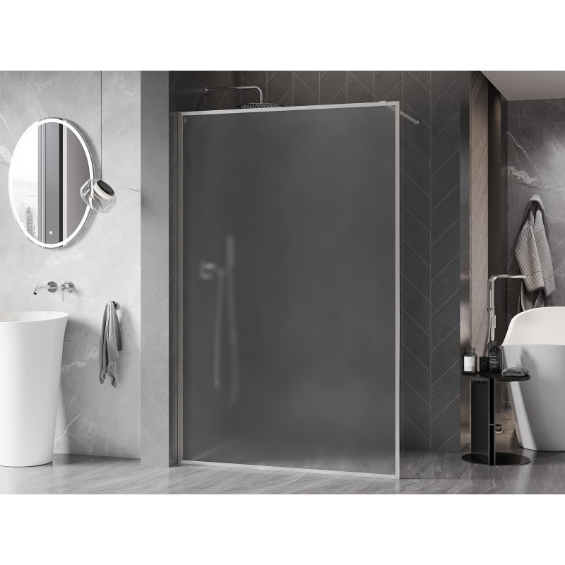Mexen Kioto-XF Duschabtrennung Walk-in mit Rahmen 140 x 202 cm, matt 10 mm, gebürsteter Nickel - 800-140-104-97-30-X