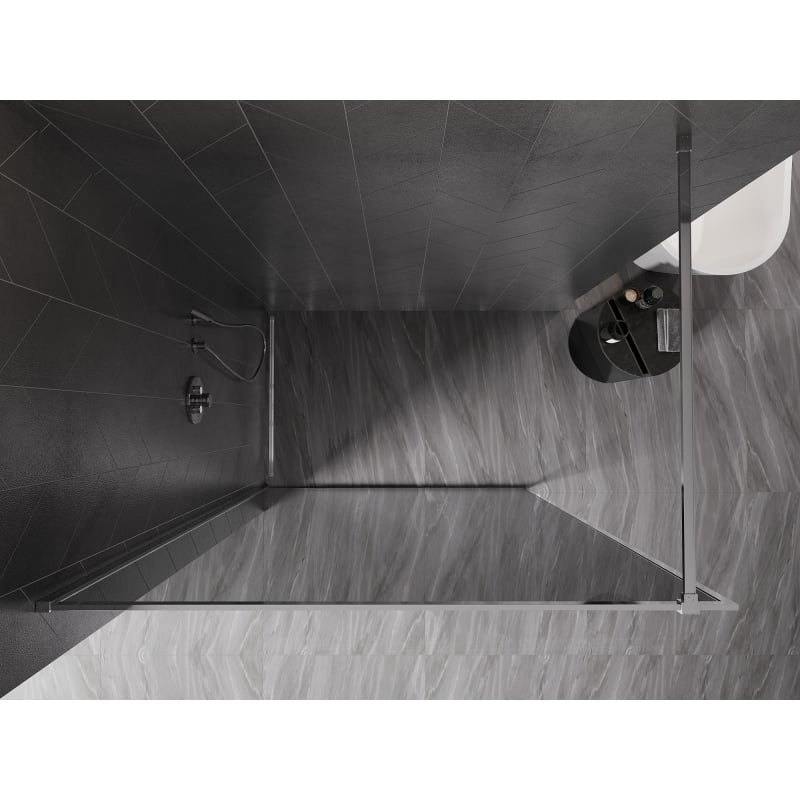 Mexen Kioto-XF Duschwand Walk-in mit Rahmen 100 x 202 cm, Graphit 10 mm, Chrom - 800-100-104-01-40-X