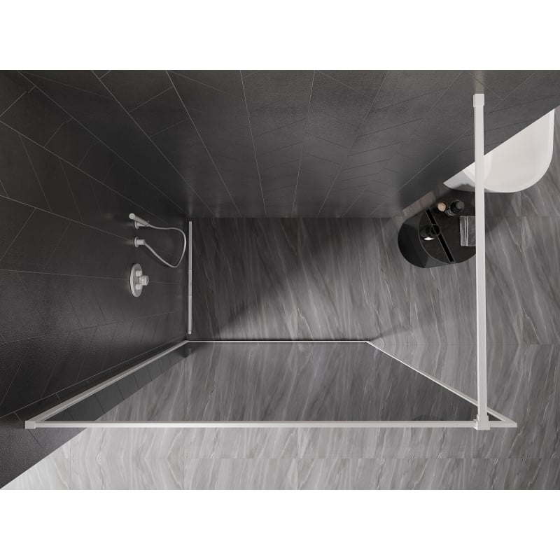 Mexen Kioto-XF Walk-In Duschwand mit Rahmen 110 x 202 cm, grafit 10 mm, weiß - 800-110-104-20-40-X