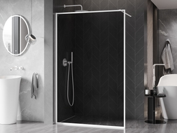 Mexen Kioto-XF Duschwand Walk-in mit Rahmen 140 x 202 cm, Graphit 10 mm, weiß - 800-140-104-20-40-X