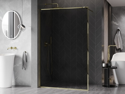 Mexen Kioto-XF Duschwand Walk-in mit Rahmen 100 x 202 cm, Graphit 10 mm, Gold - 800-100-104-50-40-X
