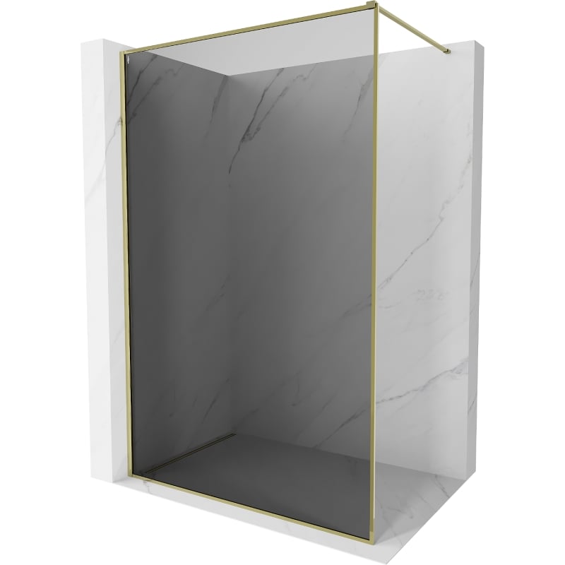 Mexen Kioto-XF Duschwand Walk-in mit Rahmen 120 x 202 cm, Graphit 10 mm, Gold - 800-120-104-50-40-X