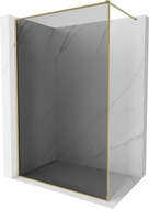 Mexen Kioto-XF Walk-in-Duschwand mit Rahmen 140 x 202 cm, Graphit 10 mm, Gold - 800-140-104-50-40-X