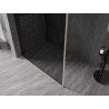 Mexen Kioto-XF Duschwand Walk-in mit Rahmen 50 x 202 cm, Graphit 10 mm, gebürstetes Gold - 800-050-104-55-40-X