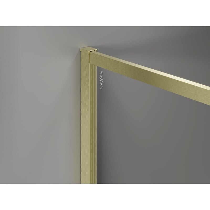 Mexen Kioto-XF Duschwand Walk-in mit Rahmen 50 x 202 cm, Graphit 10 mm, gebürstetes Gold - 800-050-104-55-40-X