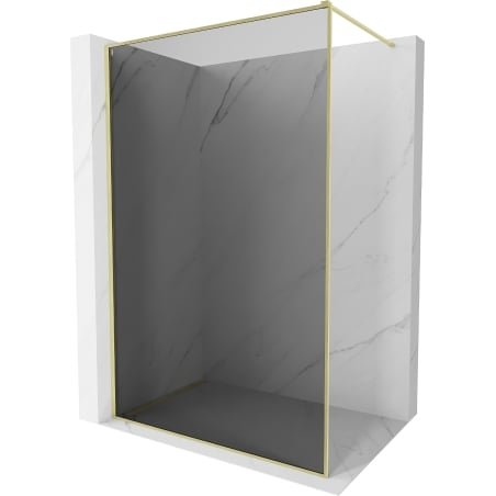 Mexen Kioto-XF Duschwand Walk-in mit Rahmen 70 x 202 cm, Graphit 10 mm, gebürstetes Gold - 800-070-104-55-40-X
