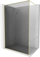 Mexen Kioto-XF Duschwand Walk-in mit Rahmen 140 x 202 cm, grafit 10 mm, gebürstetes Gold - 800-140-104-55-40-X