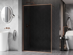 Mexen Kioto-XF Duschwand Walk-in mit Rahmen 80 x 202 cm, Graphit 10 mm, gebürstetes Kupfer - 800-080-104-65-40-X