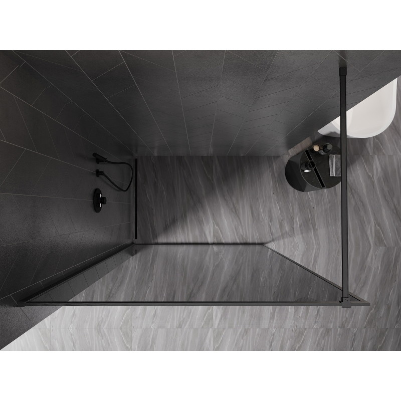 Mexen Kioto-XF Duschwand Walk-in mit Rahmen 70 x 202 cm, Graphit 10 mm, gebürstetes Gun Gray - 800-070-104-66-40-X