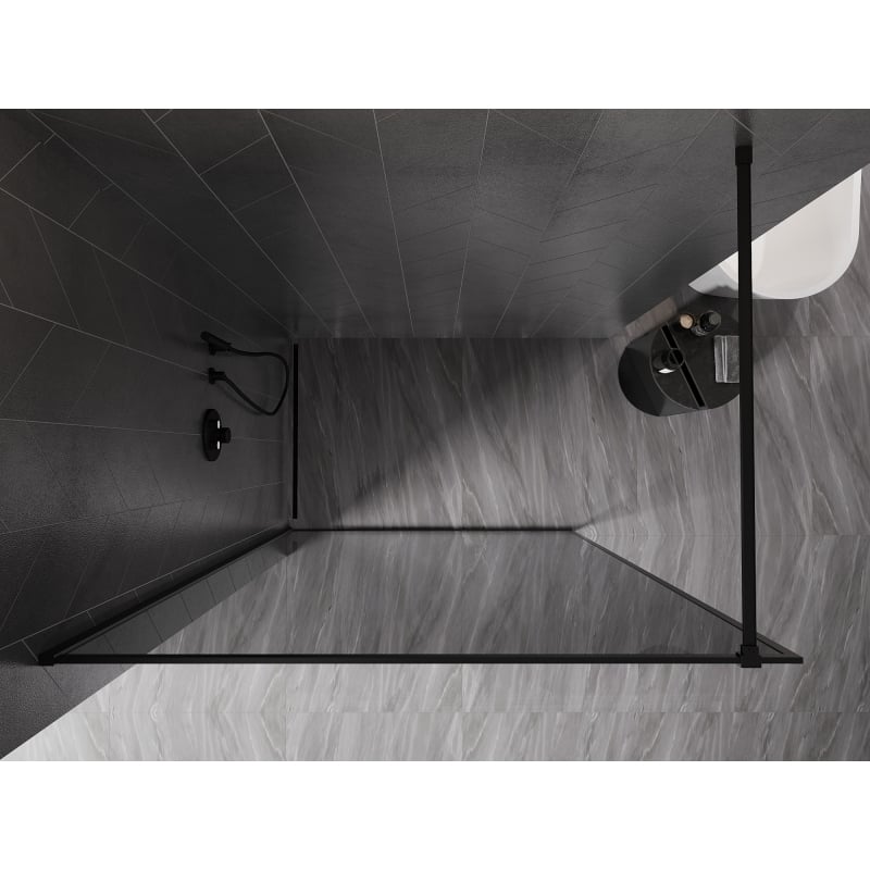 Mexen Kioto-XF Duschwand Walk-in mit Rahmen 80 x 202 cm, Graphit 10 mm, Schwarz - 800-080-104-70-40-X