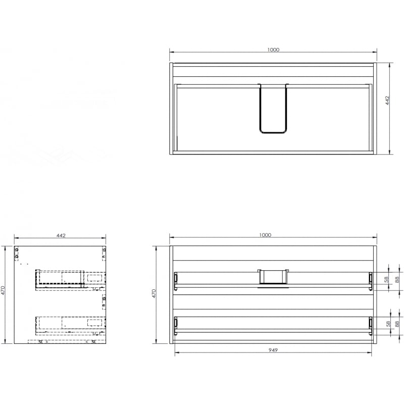 Mexen Box-A Unterbauschrank 100 cm, 2 Schubladen, weiß glänzend - 91AX0-1000-470-2-00