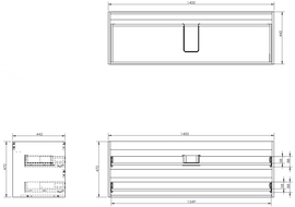 Mexen Box-A Waschtischunterschrank-Korpus 140 cm, 2 Schubladen, weiß glänzend - 91AX0-1400-470-2-00