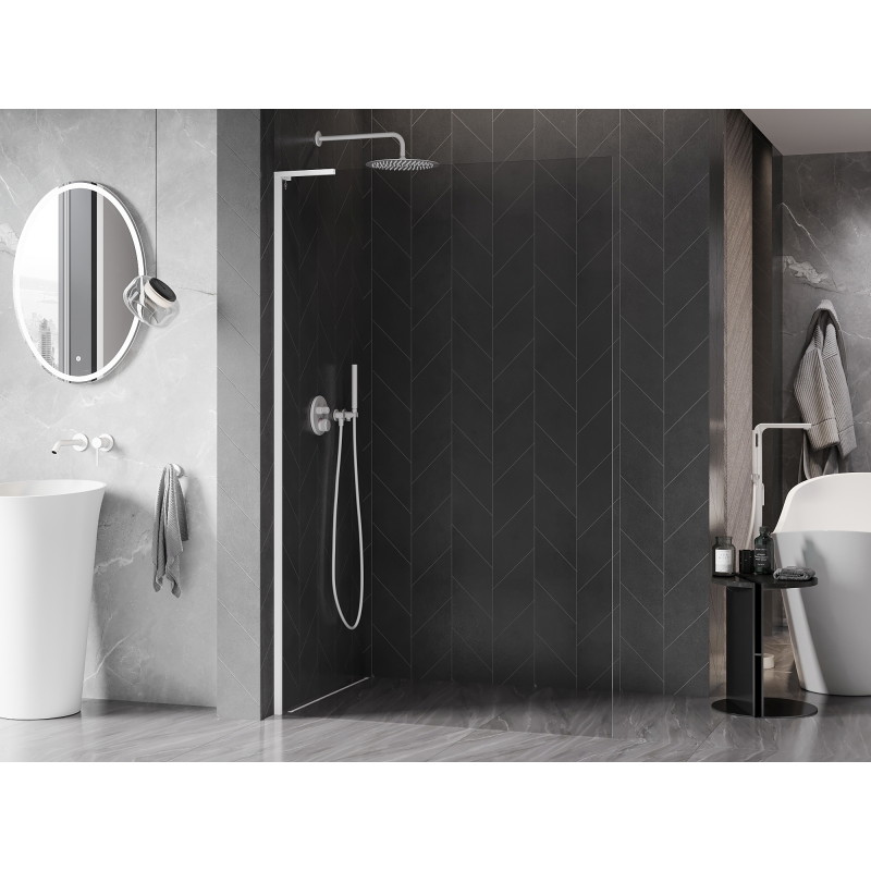 Mexen Kioto-X L Duschwand Walk-in 50 x 200 cm, transparent 10 mm, weiß - 800-050-107-20-00-X