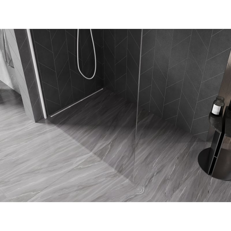 Mexen Kioto-X L Duschwand Walk-in 100 x 200 cm, transparent 10 mm, weiß - 800-100-107-20-00-X