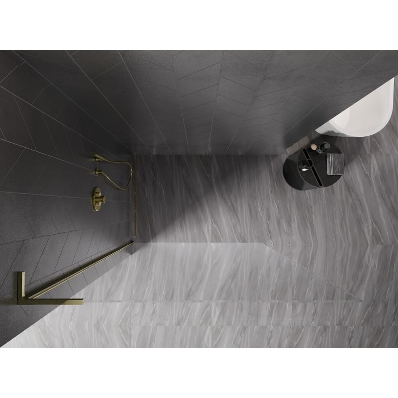 Mexen Kioto-X L Duschwand Walk-in 60 x 200 cm, transparent 10 mm, gold - 800-060-107-50-00-X