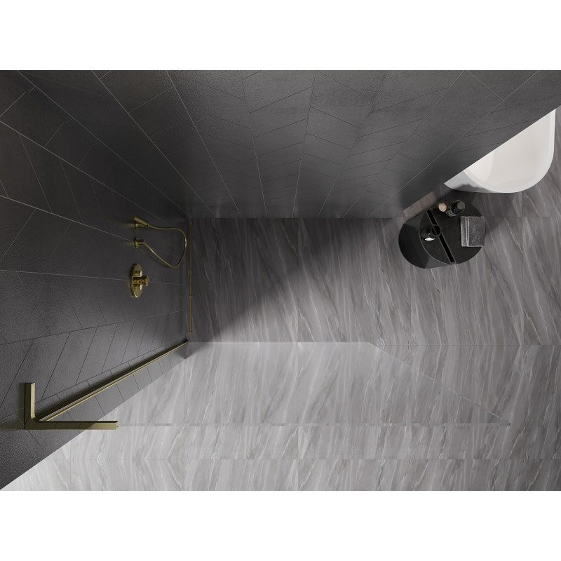 Mexen Kioto-X L Duschwand Walk-in 80 x 200 cm, transparent 10 mm, gold - 800-080-107-50-00-X