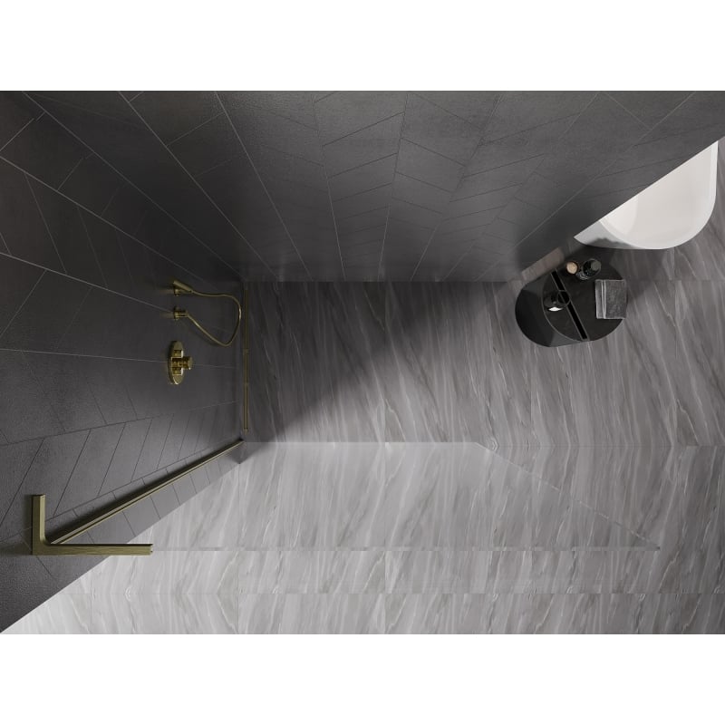 Mexen Kioto-X L Duschwand Walk-in 70 x 200 cm, transparent 10 mm, gold gebürstet - 800-070-107-55-00-X