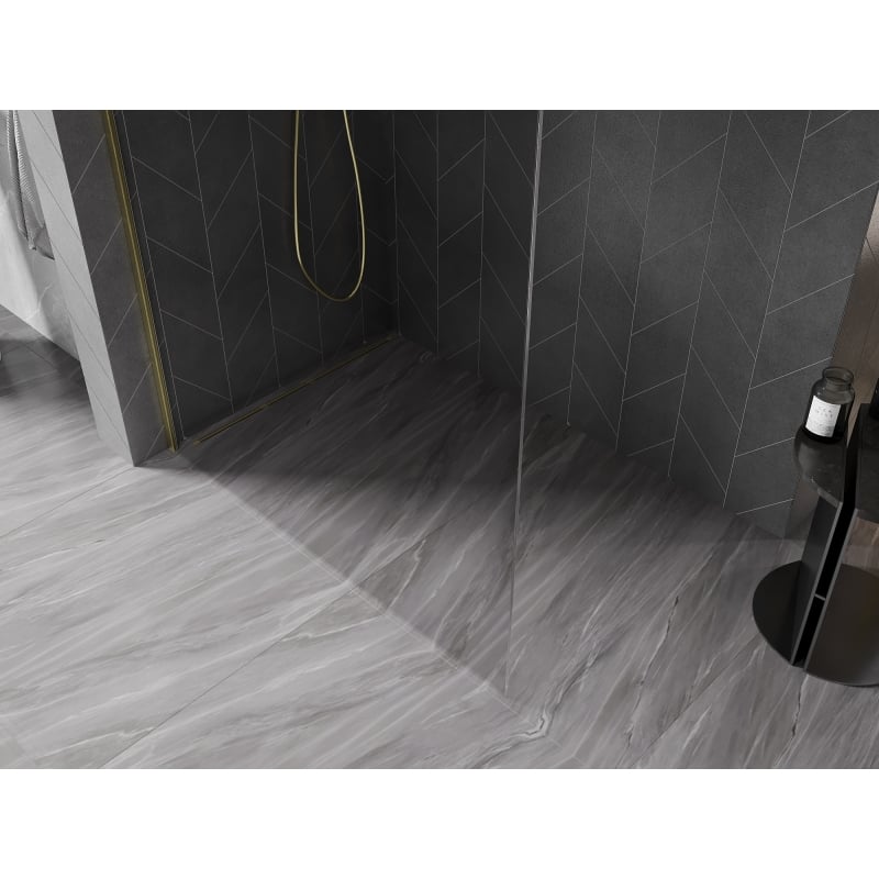 Mexen Kioto-X L Duschwand Walk-in 90 x 200 cm, transparent 10 mm, gold gebürstet - 800-090-107-55-00-X