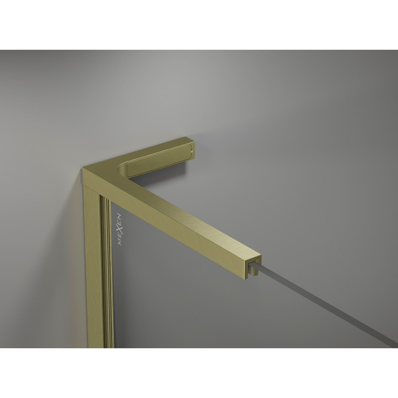 Mexen Kioto-X L Duschwand Walk-in 50 x 200 cm, transparent 10 mm, gold gebürstet - 800-050-107-55-00-X