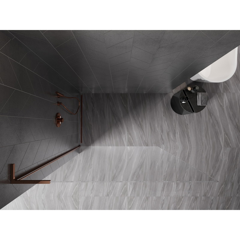 Mexen Kioto-X L Duschwand Walk-in 60 x 200 cm, transparent 10 mm, Roségold - 800-060-107-60-00-X