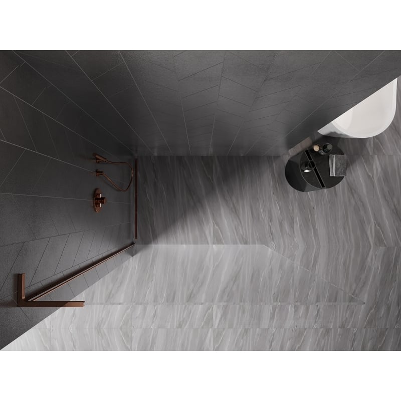 Mexen Kioto-X L Duschwand Walk-in 120 x 200 cm, transparent 10 mm, Roségold - 800-120-107-60-00-X