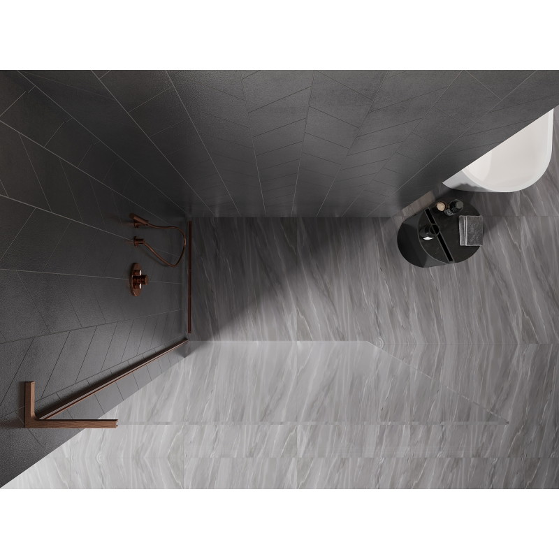 Mexen Kioto-X L Duschwand Walk-in 70 x 200 cm, transparent 10 mm, gebürstetes Kupfer - 800-070-107-65-00-X