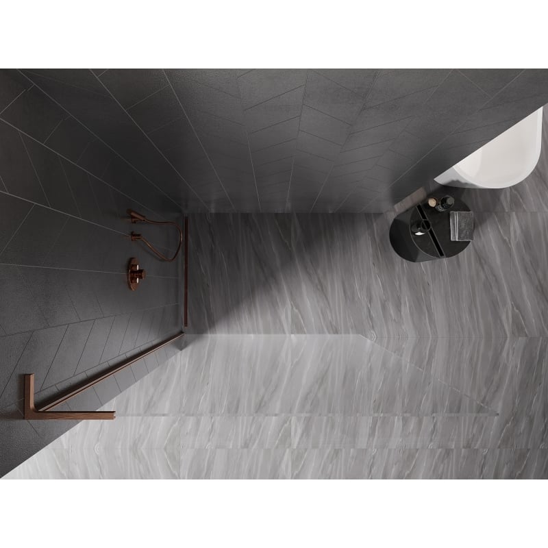 Mexen Kioto-X L Duschwand Walk-in 80 x 200 cm, transparent 10 mm, gebürstetes Kupfer - 800-080-107-65-00-X