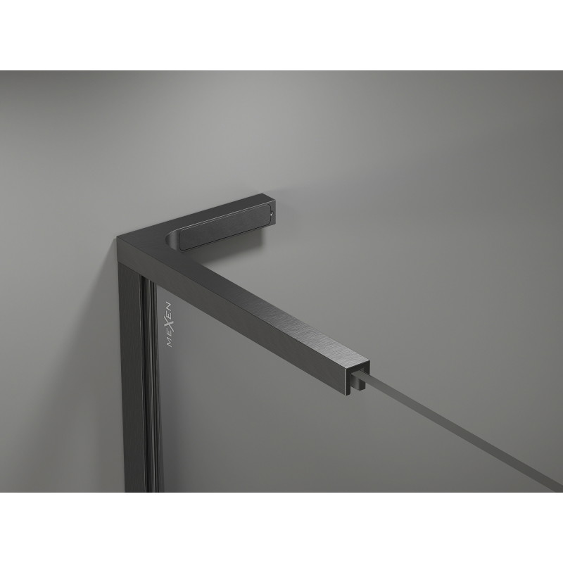 Mexen Kioto-X L Duschwand Walk-in 90 x 200 cm, transparent 10 mm, gebürstet in Waffen-Grau - 800-090-107-66-00-X