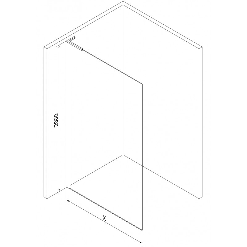 Mexen Kioto-X L Duschwand Walk-in 80 x 200 cm, transparent 10 mm, schwarz - 800-080-107-70-00-X