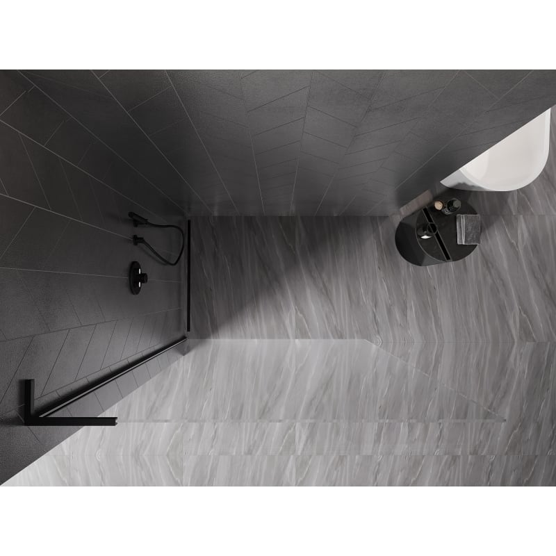 Mexen Kioto-X L Duschwand Walk-in 90 x 200 cm, transparent 10 mm, schwarz - 800-090-107-70-00-X