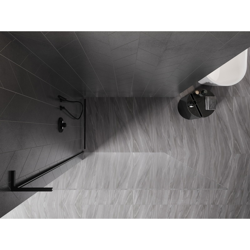 Mexen Kioto-X L Duschwand Walk-In 120 x 200 cm, transparent 10 mm, schwarz - 800-120-107-70-00-X