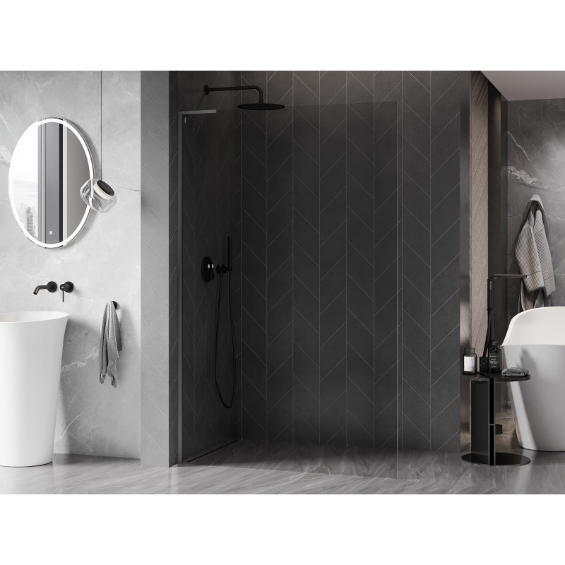 Mexen Kioto-X L Duschtrennwand Walk-in 120 x 200 cm, transparent 10 mm, Gunmetal - 800-120-107-95-00-X