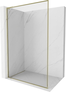Mexen Kioto-XF L Duschwand Walk-in mit Rahmen 100 x 202 cm, transparent 10 mm, gold - 800-100-174-50-00-XF