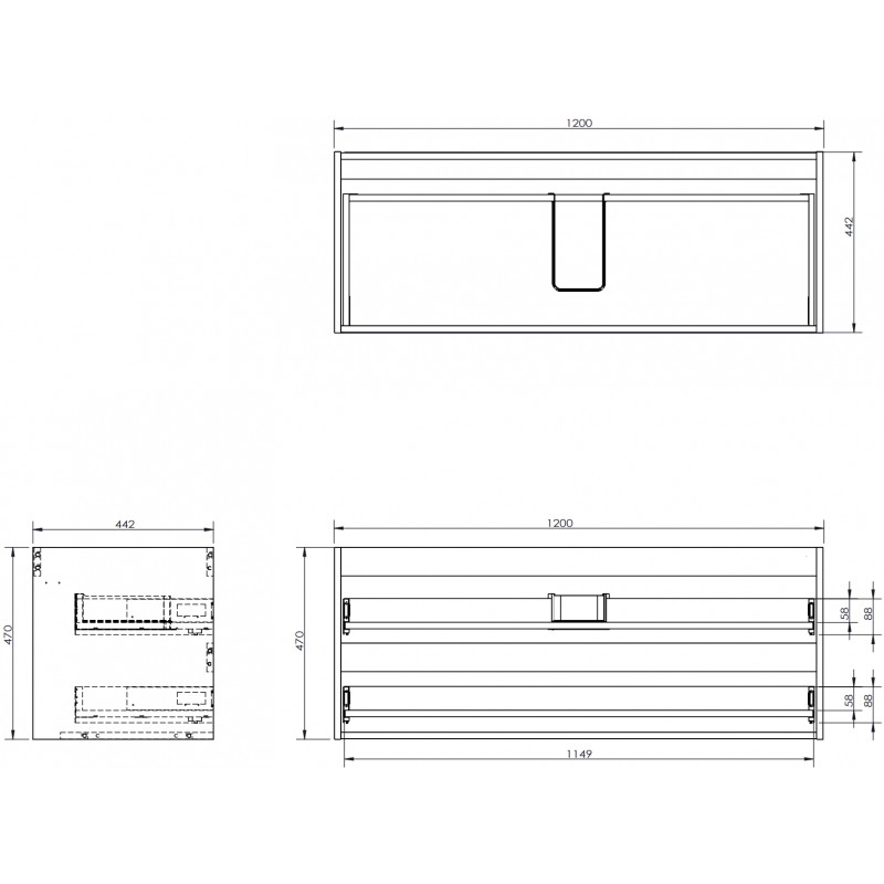 Mexen Box-A Korpus für Waschtischunterschrank 120 cm, 2 Schubladen, Eiche - 91AX0-1200-470-2-81