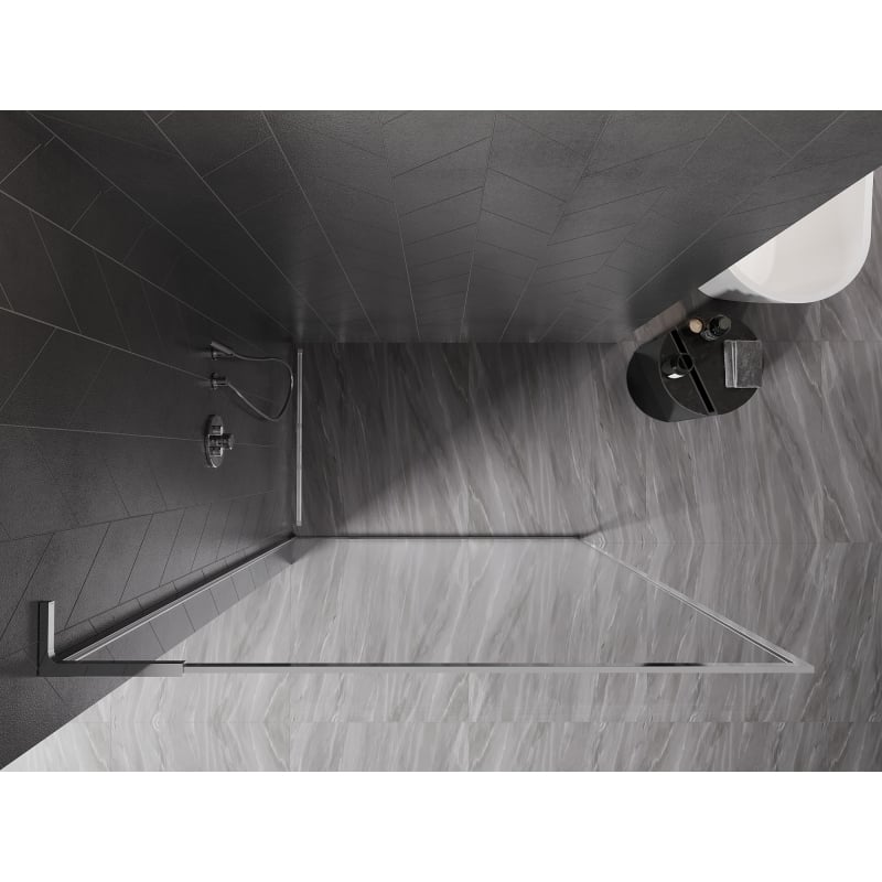 Mexen Kioto-F L Duschwand Walk-in mit Rahmen 70 x 202 cm, transparent 8 mm, Chrom - 800-070-174-01-00