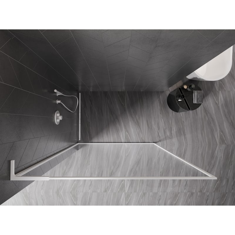 Mexen Kioto-F L Duschwand Walk-in mit Rahmen 70 x 202 cm, transparent 8 mm, weiß - 800-070-174-20-00