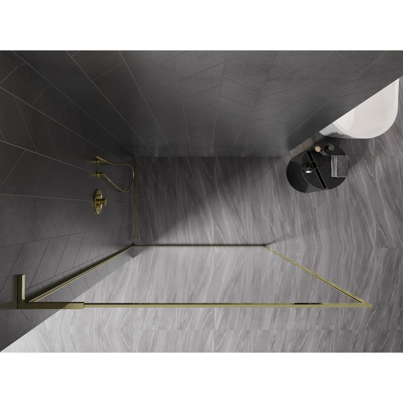 Mexen Kioto-F L Duschwand Walk-in mit Rahmen 70 x 202 cm, transparent 8 mm, gold - 800-070-174-50-00