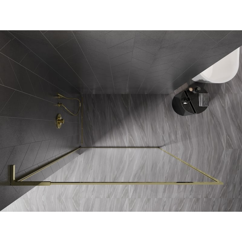 Mexen Kioto-F L Duschwand Walk-in mit Rahmen 110 x 202 cm, transparent 8 mm, gold - 800-110-174-50-00