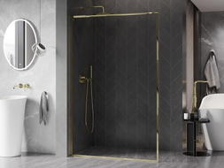 Mexen Kioto-F L Duschwand Walk-in mit Rahmen 115 x 202 cm, transparent 8 mm, gold - 800-115-174-50-00