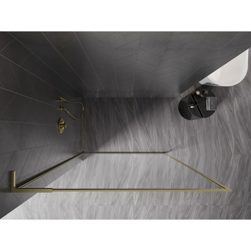 Mexen Kioto-F L Duschwand Walk-in mit Rahmen 60 x 202 cm, transparent 8 mm, gold gebürstet - 800-060-174-55-00