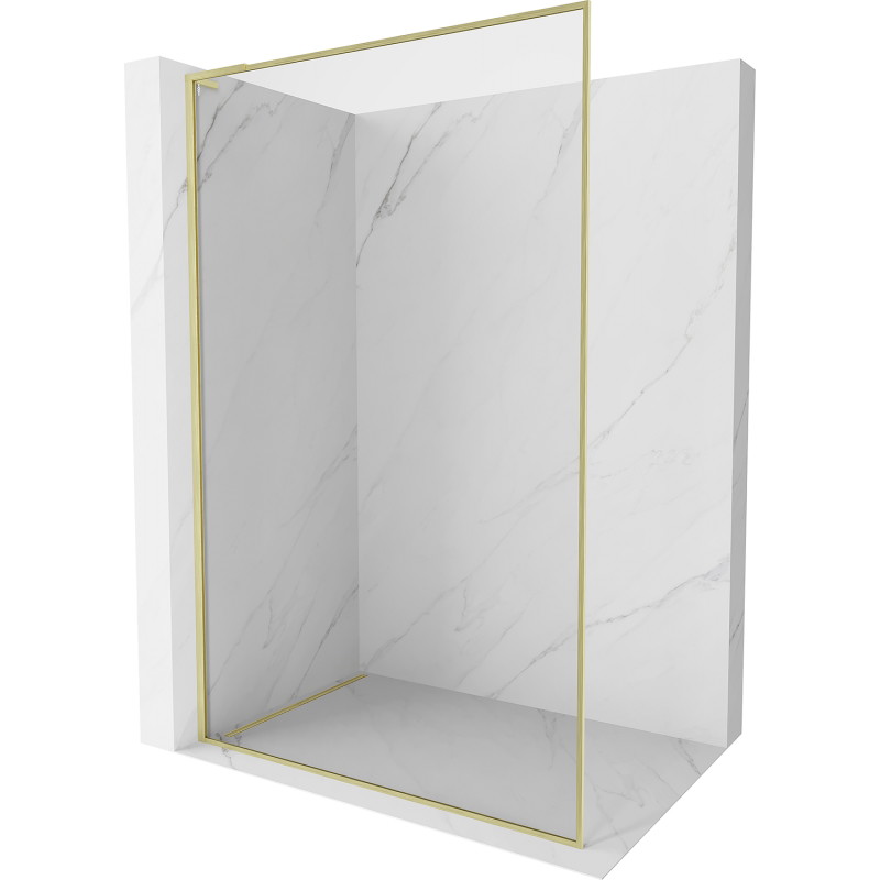 Mexen Kioto-F L Duschwand Walk-in mit Rahmen 95 x 202 cm, transparent 8 mm, gold gebürstet - 800-095-174-55-00